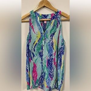 Lilly Pulitzer Bailey Sleeveless Silk Top In Multi Light As A Feather Size S